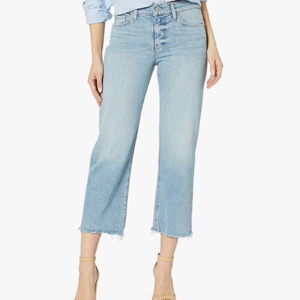 Hudson Stella Mid-Rise Crop Straight Jeans 28 raw hem cotton chic minimalist